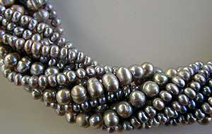 Silver freshwater pearls and sterling silver 11-strand Necklace by Vicky Jousan