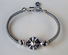 Hill Tribe Silver and sterling silver bangle bracelet - by Vicky Jousan