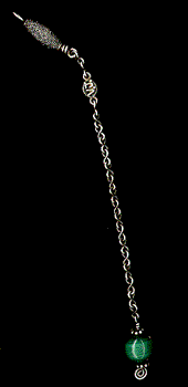 Bali sterling silver and malachite pendulum