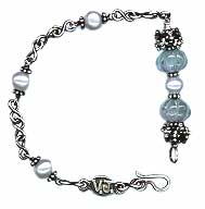 Sterling silver Aquamarine & Pearls Pendulum Bracelet